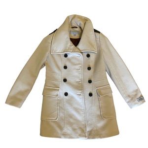 SIZE 4 BEIGE MARC NEW YORK WOOL MID-LONG PEA COAT